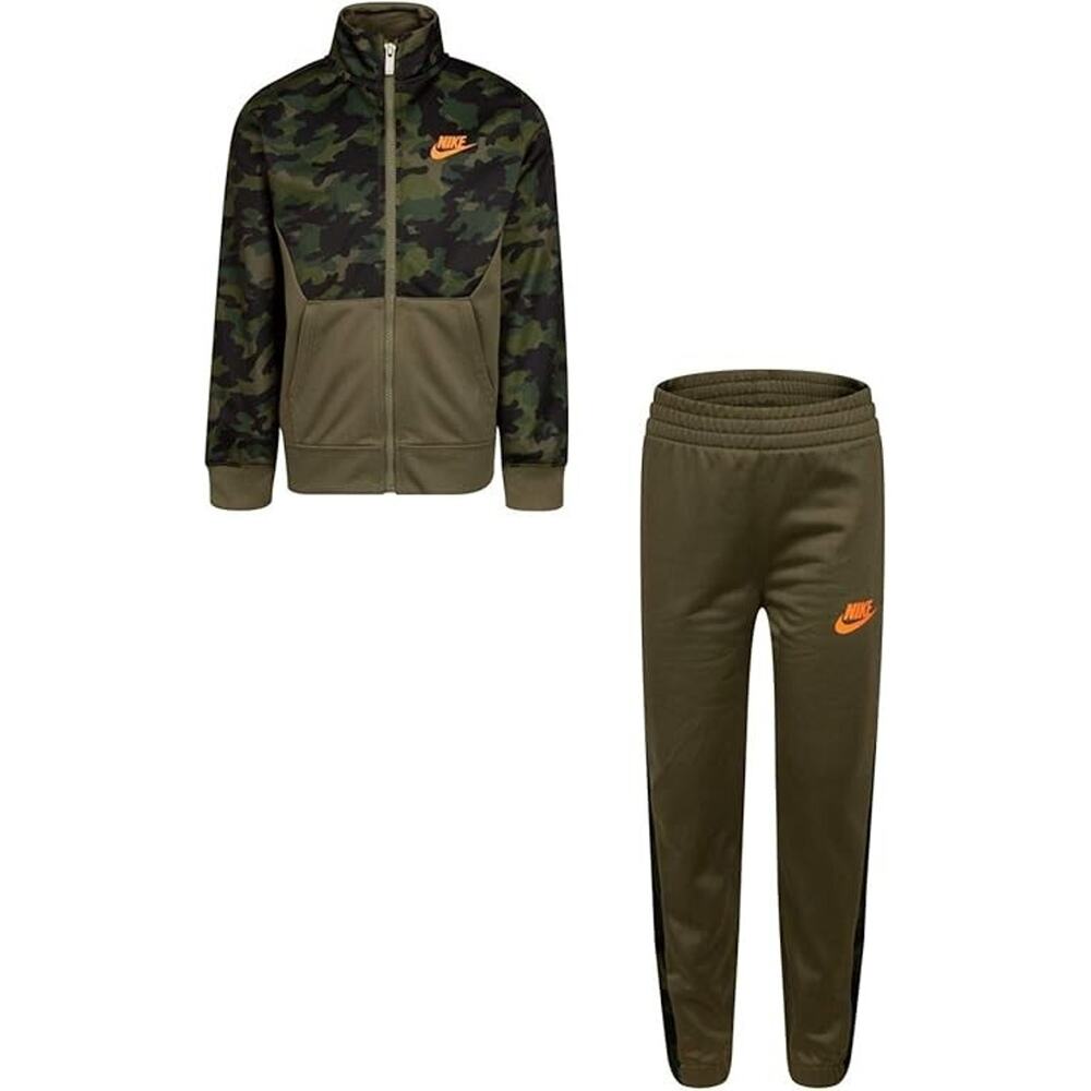 Nike Boy`s Therma Dri Fit Jacket & Pants 2 Piece Set, 12M, OLIVE CAMO SUIT GREEN